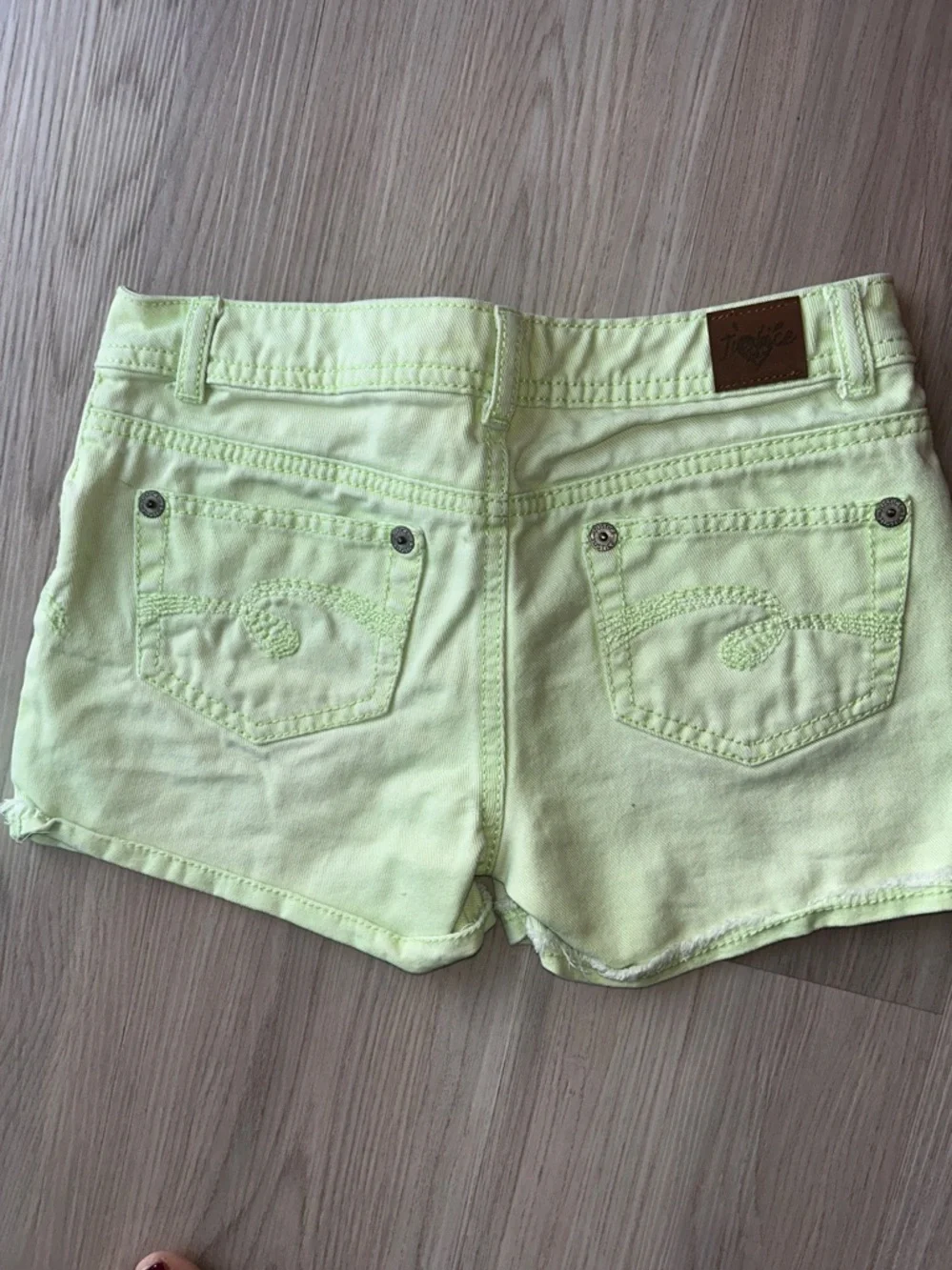 Justice Girls' Denim Cotton Cut Off Shorts XS 5/6 Green Frayed Hem Casual Summer